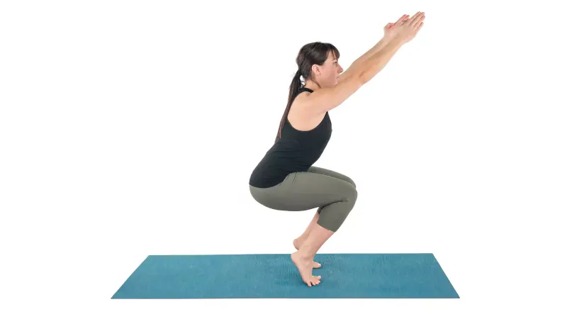 Chair Pose on Toes (Utkatasana Variation)