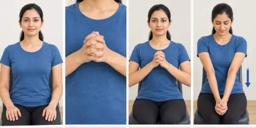 Clasped hands downward push