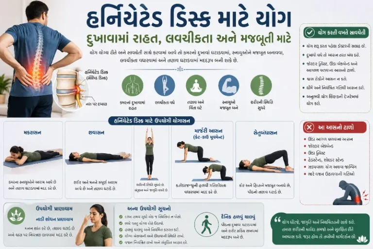 હર્નિયેટેડ ડિસ્ક અને દુખાવામાં રાહત માટે યોગ (Yoga for Herniated Disc and Pain Relief)