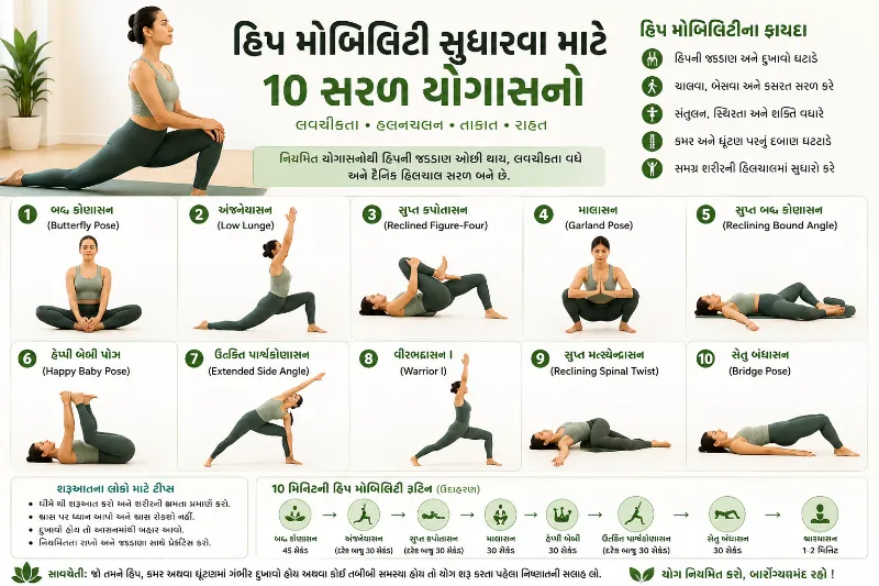 હિપ મોબિલિટી સુધારવા માટે સરળ યોગાસનો