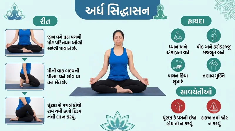 અર્ધ સિદ્ધાસન કેવી રીતે કરવું રીત, ફાયદા અને સાવચેતીઓ
