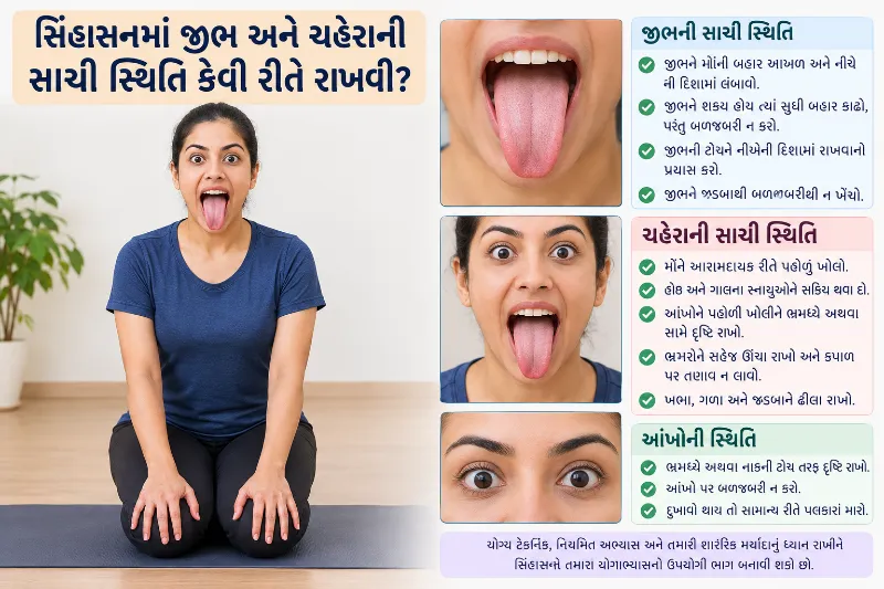 સિંહાસનમાં જીભ અને ચહેરાની સાચી સ્થિતિ કેવી રીતે રાખવી